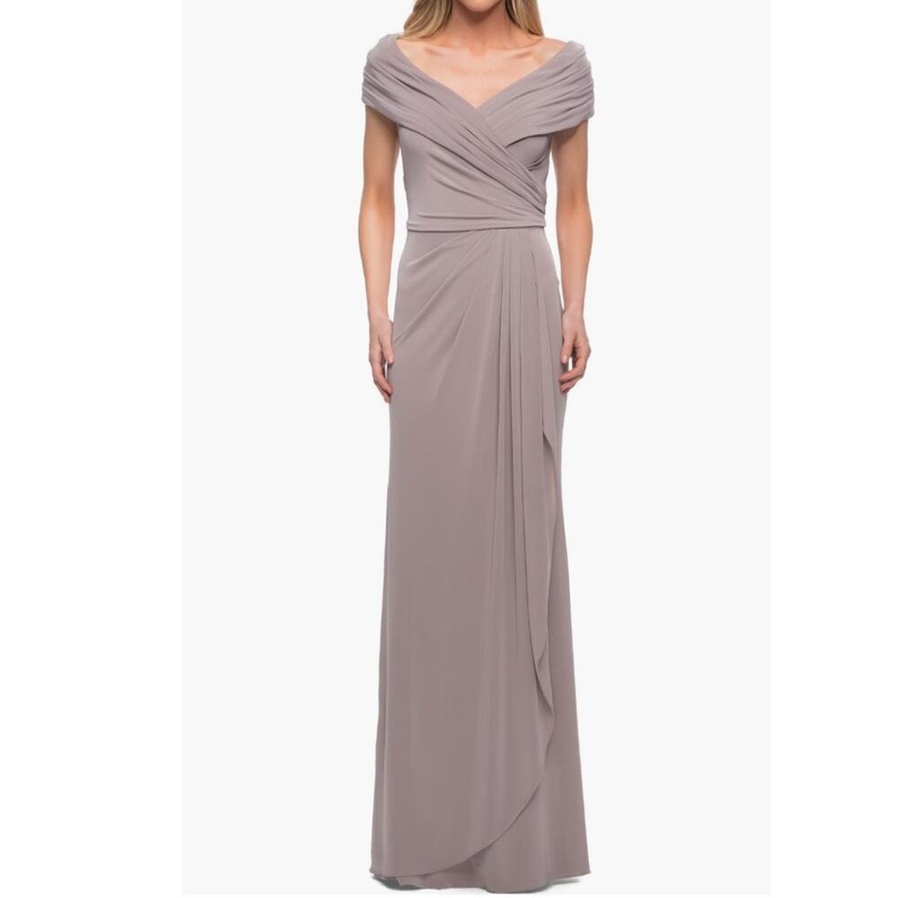 La Femme Silver Jersey Gown Size 2 Nwot $389
